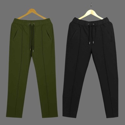 2 Pcs Formal Pant Cutting Trouser For Men ( Olive & Black)