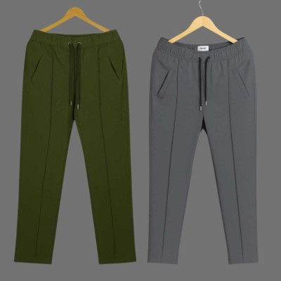 2 Pcs Formal Pant Cutting Trouser For Men ( Olive & Ash)