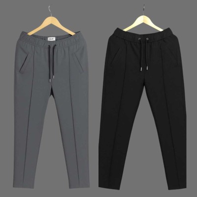 2 Pcs Formal Pant Cutting Trouser For Men ( Ash & Black)
