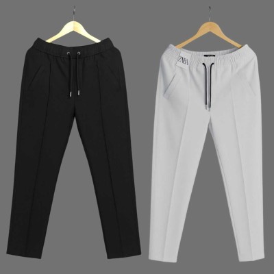 2 Pcs Formal Pant Cutting Trouser For Men (Black & White)